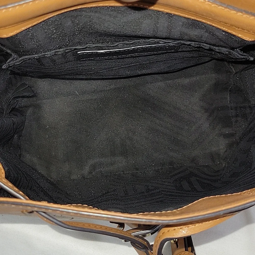 Rebecca Minkoff Tan Leather Backpack with Multicolor Tassels
